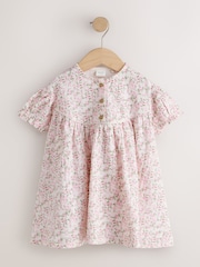 Pink Floral Button Jersey Dress (3mths-7yrs) - Image 5 of 8