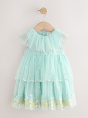 Albastru - Embellished Mesh Dress (3mths-7yrs) - Imaginea 1 din 4