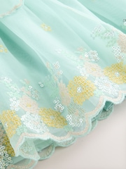 Albastru - Embellished Mesh Dress (3mths-7yrs) - Imaginea 4 din 4