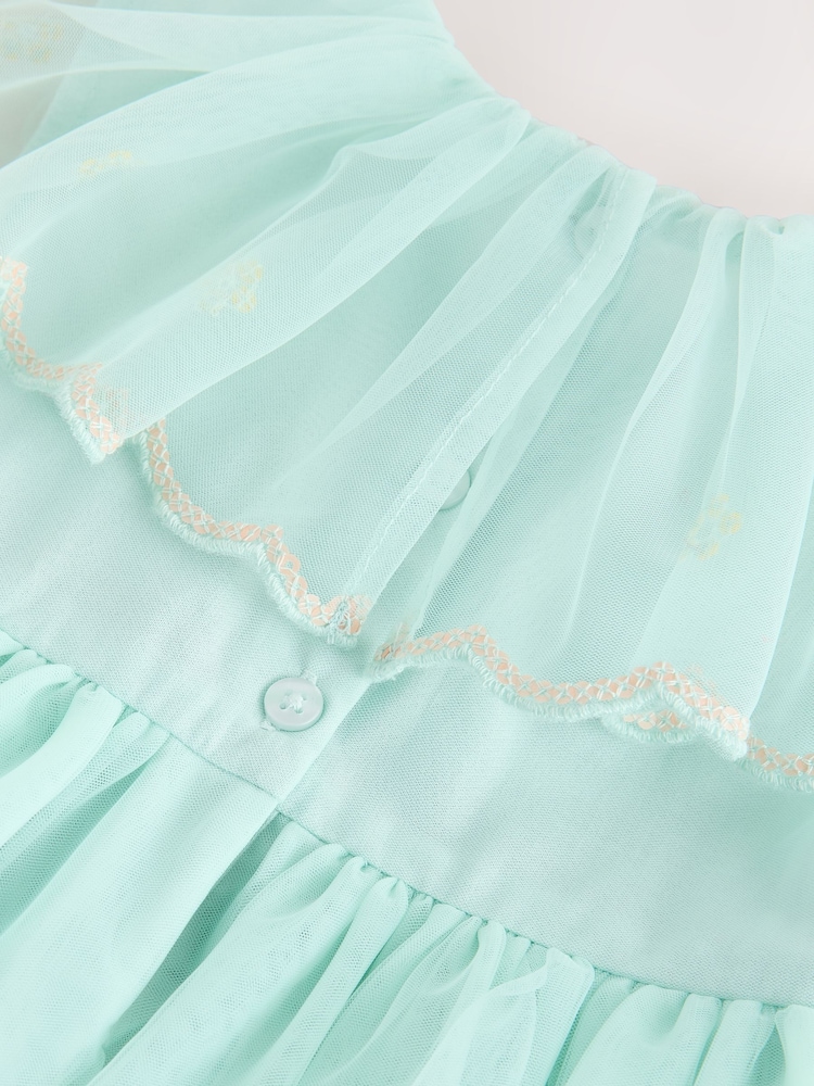 Blue Embellished Mesh Dress (3mths-7yrs) - Image 9 of 9