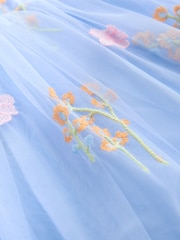 Blue Embroidered Mesh Dress (3mths-7yrs) - Image 7 of 8