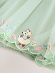 أخضر - فستان شبكي مطرَّز (3 شهور - 7 سنوات) - صورة 7 من 8