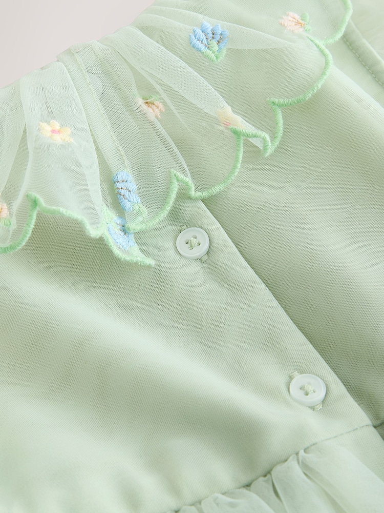 أخضر - فستان شبكي مطرَّز (3 شهور - 7 سنوات) - صورة 8 من 8