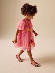 Coral Butterfly - Rochie din plasă cu mâneci tip aripă de înger (3luni-7ani) - Imaginea 2 din 8