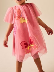 Coral Butterfly - Rochie din plasă cu mâneci tip aripă de înger (3luni-7ani) - Imaginea 4 din 8