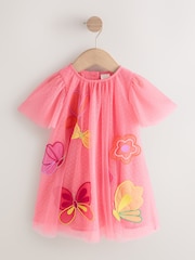 Coral Butterfly - Rochie din plasă cu mâneci tip aripă de înger (3luni-7ani) - Imaginea 5 din 8