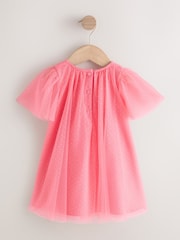 Coral Butterfly - Rochie din plasă cu mâneci tip aripă de înger (3luni-7ani) - Imaginea 6 din 8