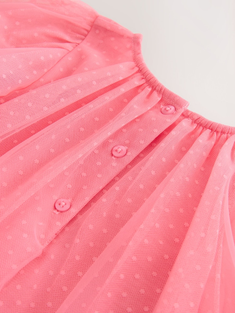 Coral Butterfly - Rochie din plasă cu mâneci tip aripă de înger (3luni-7ani) - Imaginea 8 din 8