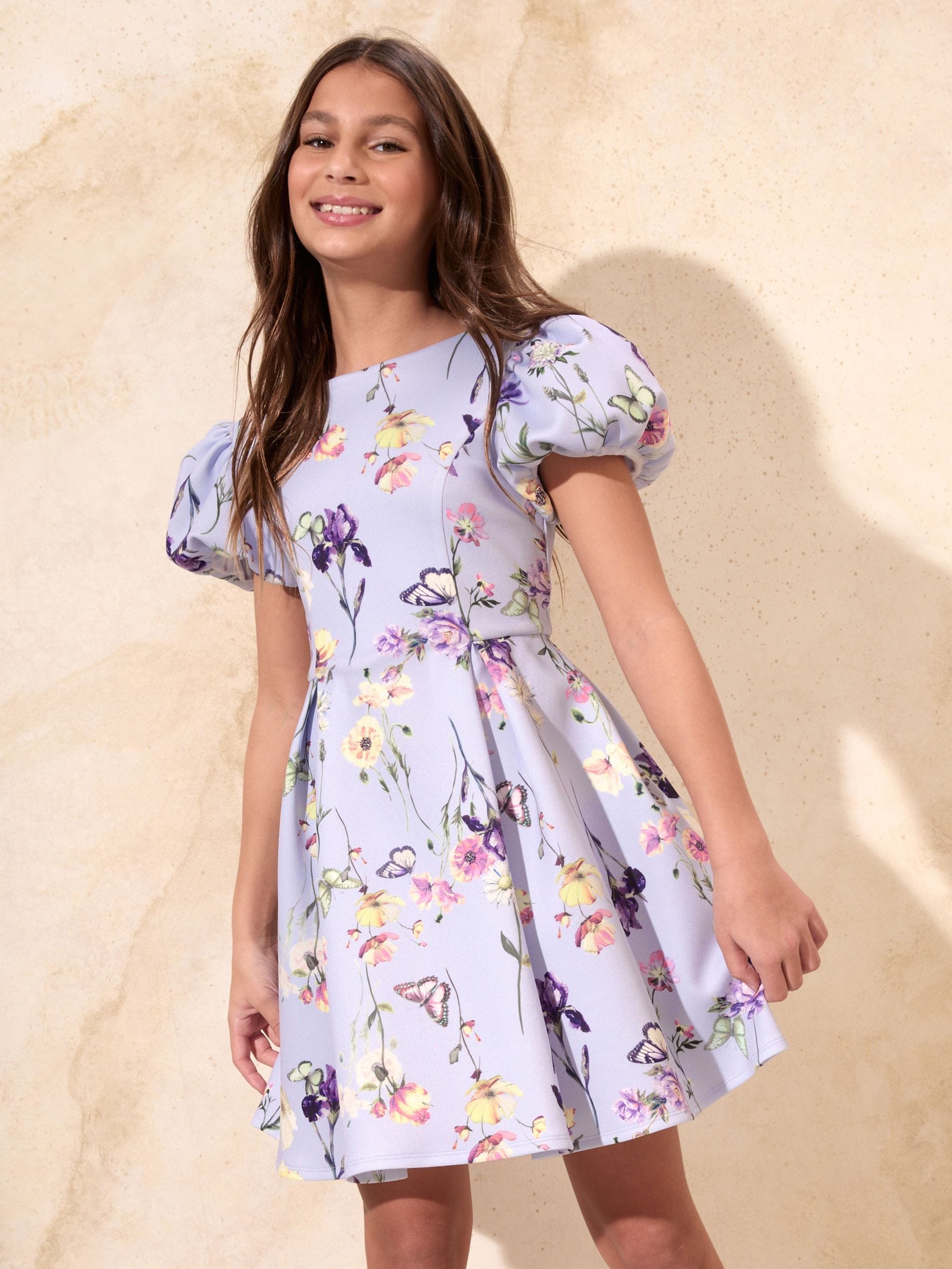 Girls Lipsy Lilac Purple Floral Scuba Puff Sleeve Occasion Dress (5-16yrs) 10 Years Girls Lipsy Lilac Purple Floral Scuba Puff Sleeve Occasion Dress (5-16yrs) 10 Years