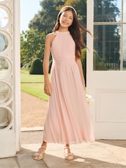 Rosa - Lipsy Pleated Halter Maxi Occasion Dress (5-16yrs) - Bild 3 av 6