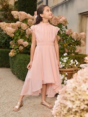 Lipsy Pink Flutter Sleeve Occasion Dress (5-16yrs) - Image 1 of 4