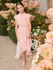 Lipsy Pink Flutter Sleeve Occasion Dress (5-16yrs) - Image 3 of 4