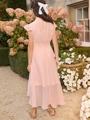 Lipsy Pink Flutter Sleeve Occasion Dress (5-16yrs) - Image 4 of 4