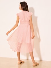 Lipsy Pink Flutter Sleeve Occasion Dress (5-16yrs) - Image 5 of 5