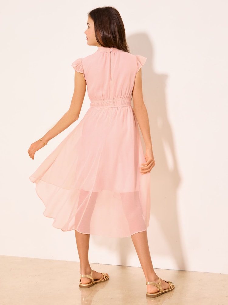 Lipsy Pink Flutter Sleeve Occasion Dress (5-16yrs) - Image 5 of 5