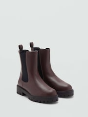 Mango Brown Elastic Panels Ankle Boots - Image 1 of 3