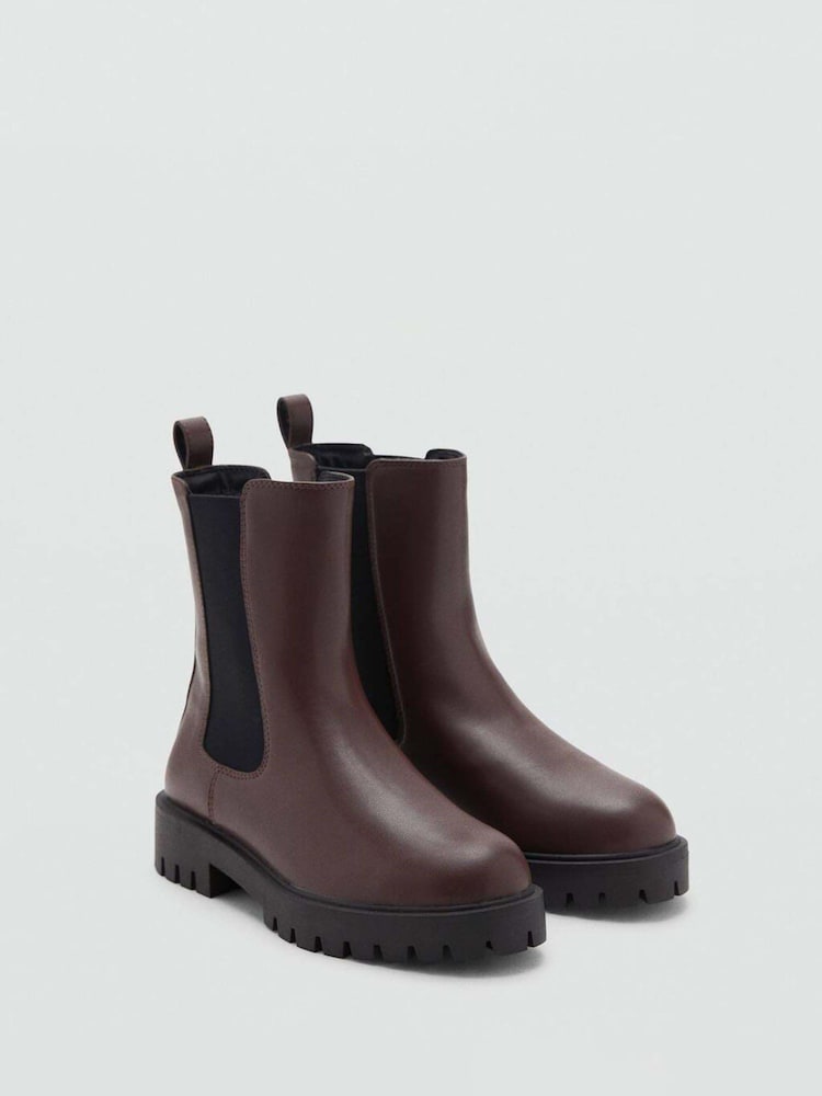 Mango Brown Elastic Panels Ankle Boots - Image 1 of 3