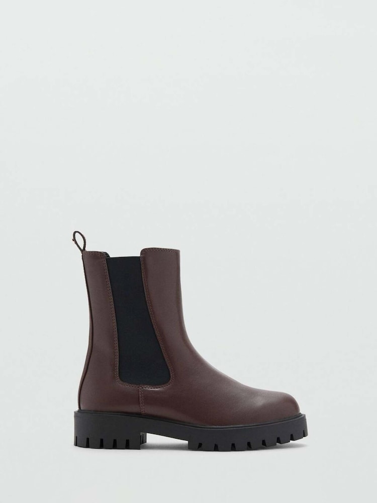 Mango Brown Elastic Panels Ankle Boots - Image 2 of 3