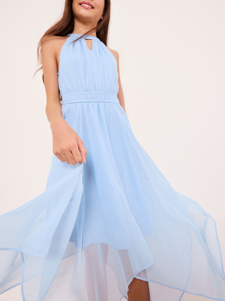 blue cut out halter dress Veronica Cut Out Halter Maxi Dress - Royal