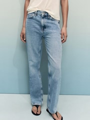 Mango Blue Matilda Medium-Rise Straight-Fit Jeans - Image 3 of 5