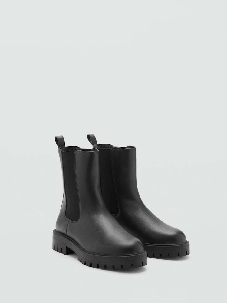 Mango Black Elastic Panels Ankle Boots - Image 1 of 3