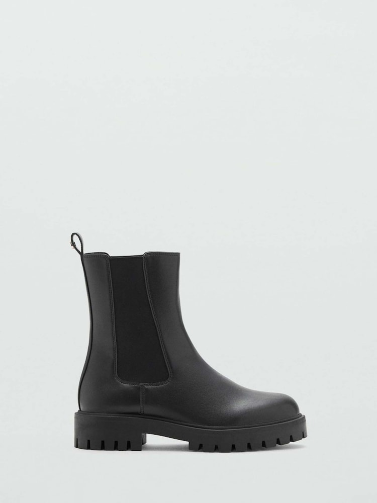 Mango Black Elastic Panels Ankle Boots - Image 2 of 3