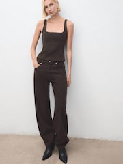 Mango Black Leather Ankle Boots With Block Heel - Image 4 of 4