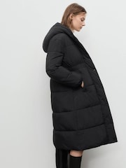 Mango Black Fitted Quilted Anorak With Hood - Image 5 of 7