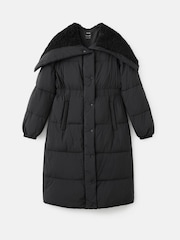 Mango Black Fitted Quilted Anorak With Hood - Image 6 of 7