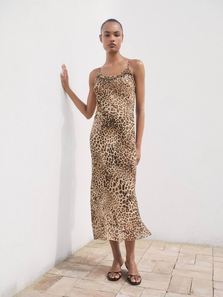 Mango Animal Animal-Print Midi-Dress - Image 1 of 7