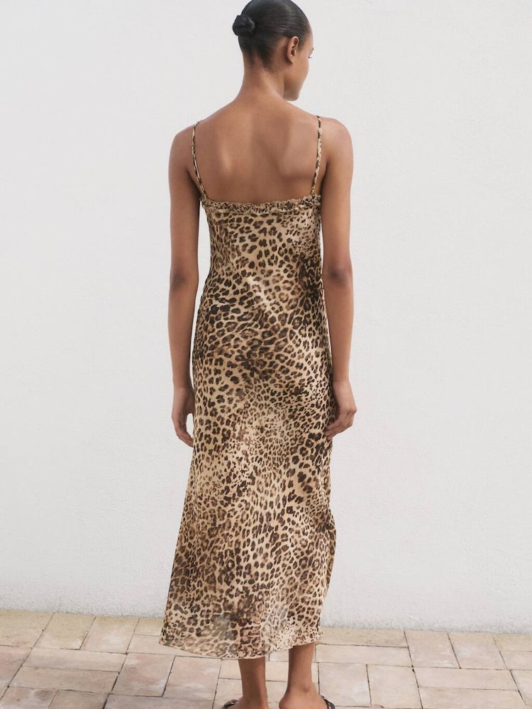 Mango Animal Animal-Print Midi-Dress - Image 2 of 7