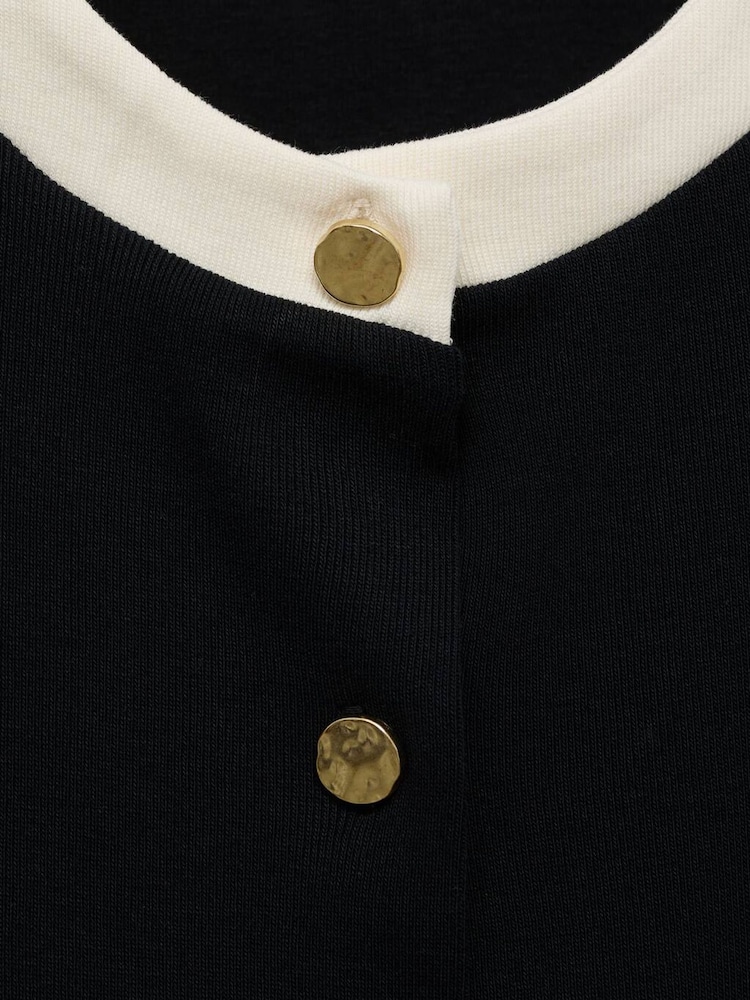 Mango Black Contrast Cotton Cardigan - Image 6 of 6 Mango Black Contrast Cotton Cardigan - Image 6 of 6