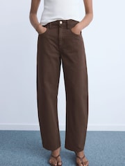 Mango Brown High-Rise Balloon Jeans - Image 3 of 6