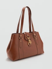 Mango Brown Large Shoulder Bag With Carabiner - Image 2 of 4