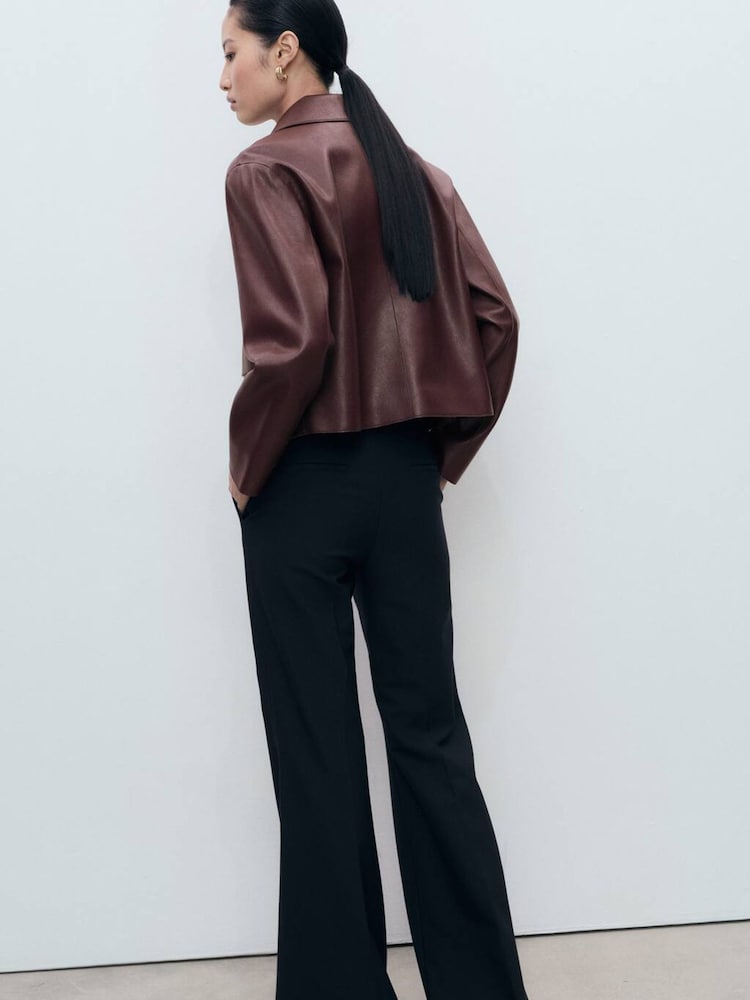 Mango Red Leather-Effect Jacket With Pockets - Image 2 of 7 Mango Red Leather-Effect Jacket With Pockets - Image 2 of 7