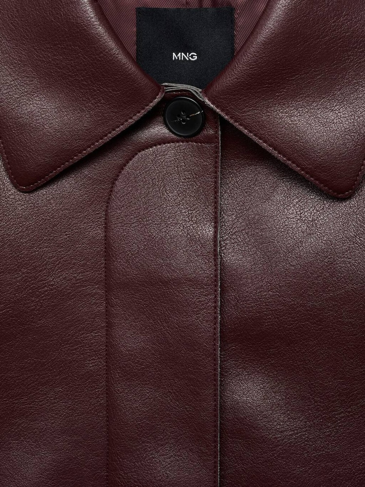 Mango Red Leather-Effect Jacket With Pockets - Image 7 of 7 Mango Red Leather-Effect Jacket With Pockets - Image 7 of 7