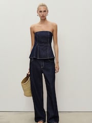 Mango Blue Straight-Fit Belt Jeans - Image 1 of 6