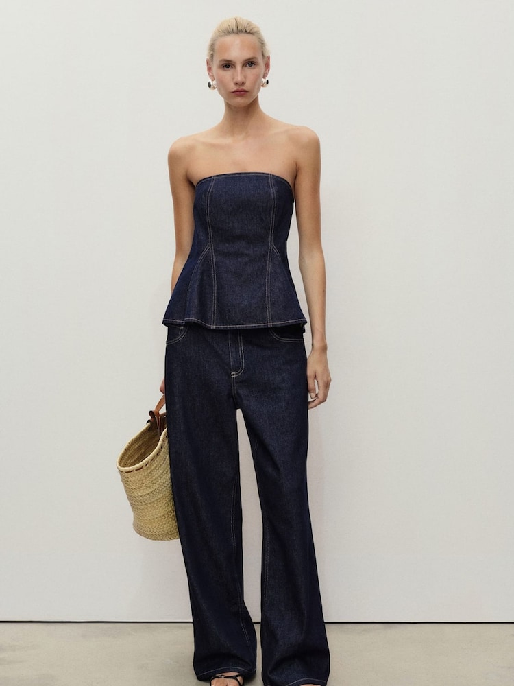 Mango Blue Straight-Fit Belt Jeans - Image 1 of 6