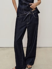 Mango Blue Straight-Fit Belt Jeans - Image 2 of 6