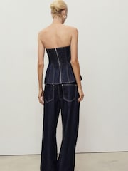 Mango Blue Straight-Fit Belt Jeans - Image 4 of 6
