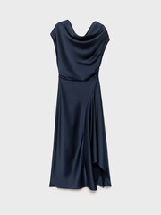 Mango Blue Asymmetrical Satin Dress - Image 5 of 6