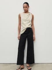 Mango Black Catherin Culotte High-Rise Jeans - Image 1 of 7
