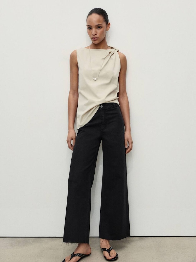 Mango Black Catherin Culotte High-Rise Jeans - Image 1 of 7