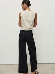 Mango Black Catherin Culotte High-Rise Jeans - Image 2 of 7