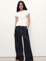 Mango Light Blue Wide-Leg Pleated Jeans - Image 1 of 6