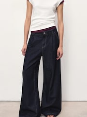 Mango Light Blue Wide-Leg Pleated Jeans - Image 2 of 6