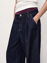 Mango Light Blue Wide-Leg Pleated Jeans - Image 3 of 6
