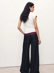 Mango Light Blue Wide-Leg Pleated Jeans - Image 4 of 6