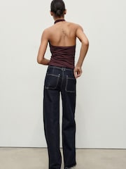 Mango Blue Catherin Culotte High-Rise Jeans - Image 3 of 6