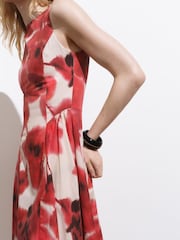 Mango Red Floral-Print Flared Dress - Image 4 of 6